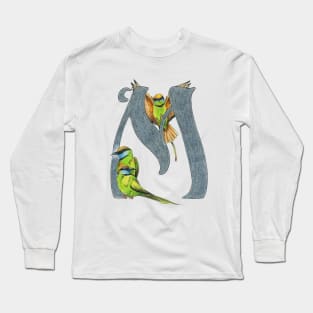 Avian Alphabet M - Green bee-eater Long Sleeve T-Shirt